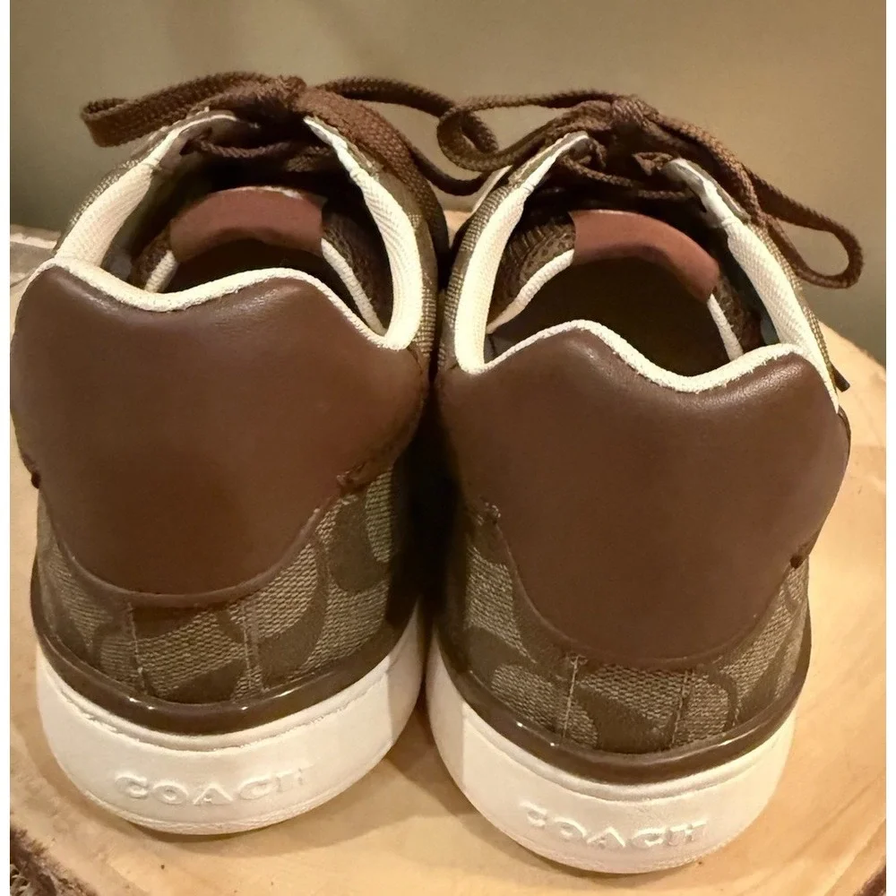 COACH CLIP LOW LOGO SNEAKERS G4949 KHAKI/SADDLE SIZE 9.5D 168$‎